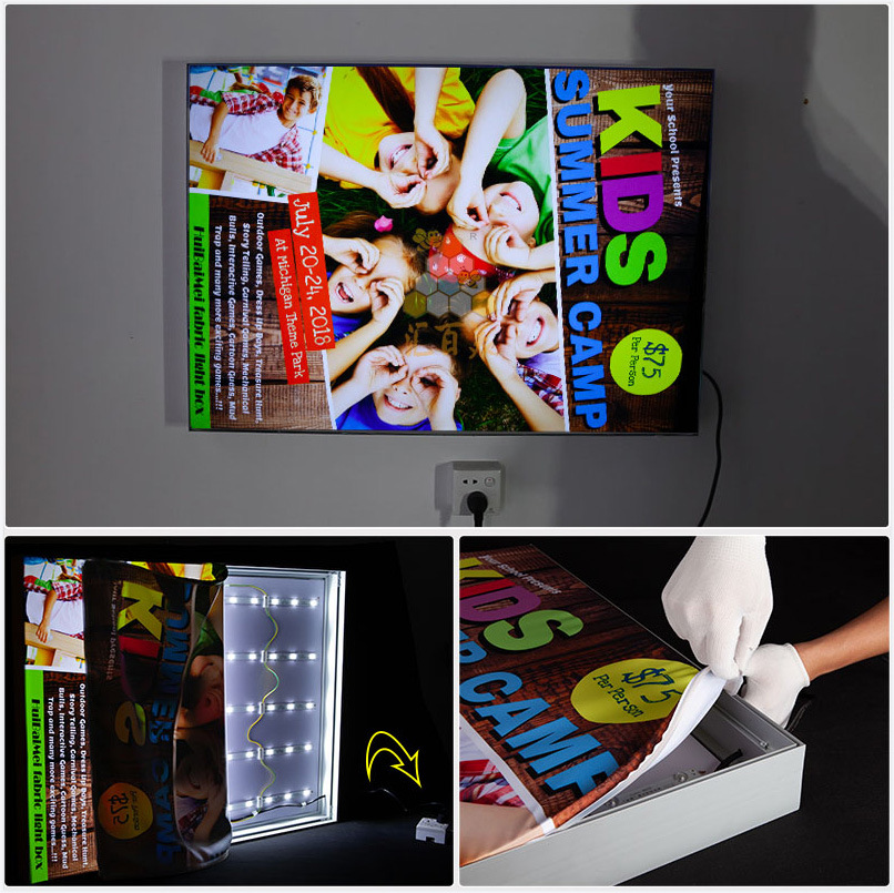 免接线220V超薄led软膜卡布灯箱商场餐饮门头广告海报灯箱