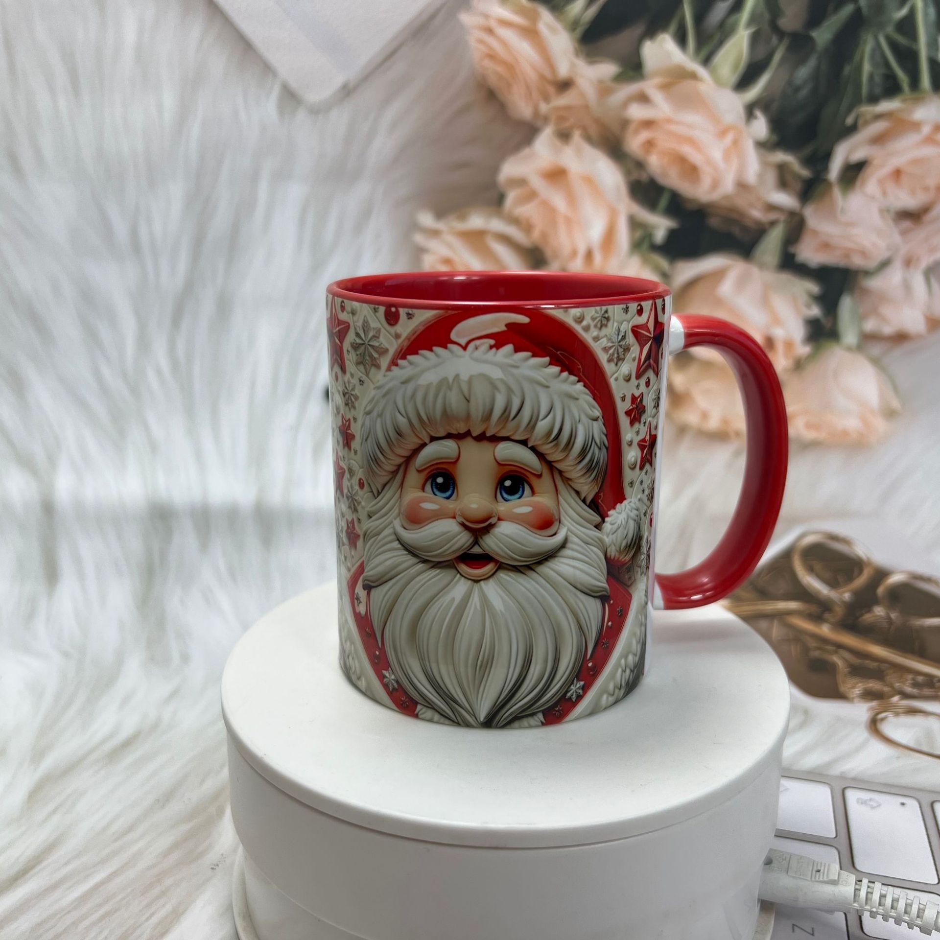 3D Christmas Christmas Ceramic Coffee Mug Tea Cup Xmas Old Man Santa Claus