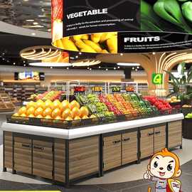 佳晨信生鲜水果超市蔬菜货架展示架子胖不锈钢中岛东来款堆头果蔬
