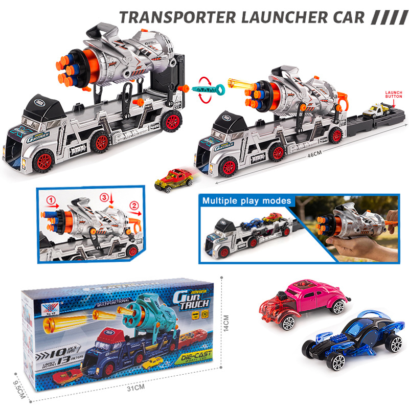 Cross-Border Soft Bullet Gatling Inertia Alloy Transport Vehicle with Ejection DIY Self-Loading Four-In-One Gift Mechanism Wholesale