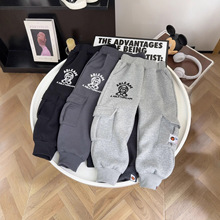 25新款儿童工装裤休闲时尚中大童裤子男孩子加肥宽松儿童运动裤