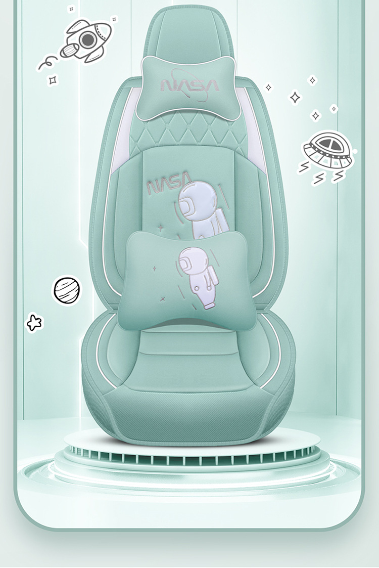 Summer New Car Seat Cushion, Linen Seat Cover, Universal for All Seasons, Fully Surrounded Linen Fabric Cushion, Cartoon Special Cushion