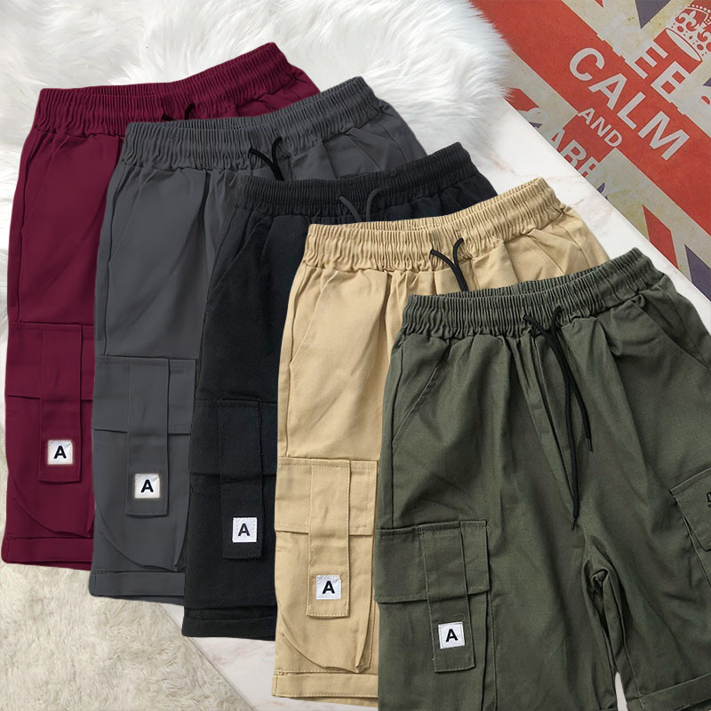 Japanese-Style Student Cargo Shorts Men's Summer Trendy Multi-Pocket Straight Mid-Length Versatile Wide-Leg Casual Shorts