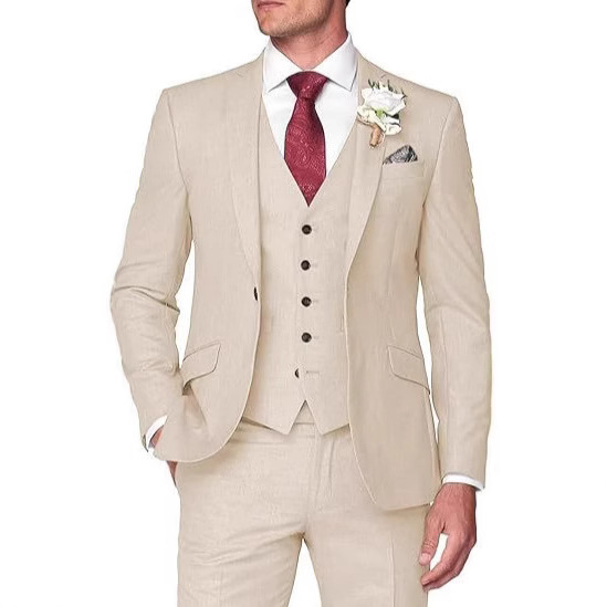 2026 New Men's Suit Three-Piece Set Casual Business Banquet Prom Slim Fit Suit Wedding Banquet