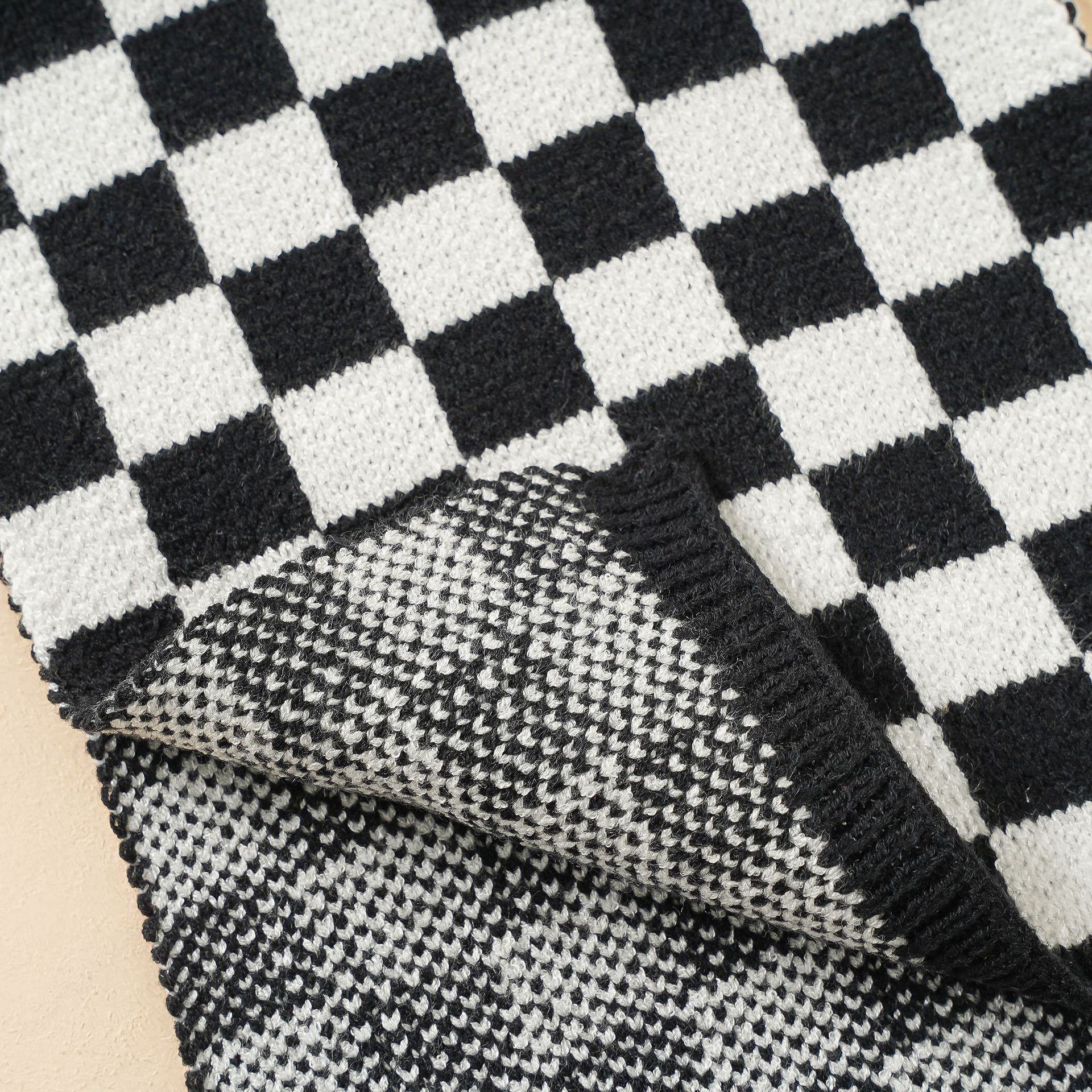 Pañuelo infantil Otoño e Invierno niños y niñas bufanda de punto nicho tablero de cuadros image 2