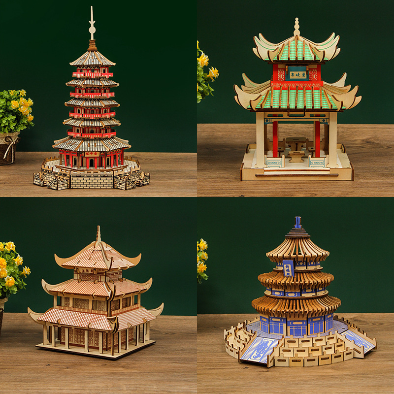China's world famous architectural 3D three-dimensional puzzle wooden wholesale adult national tide antique educational toys ornaments