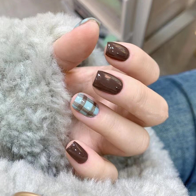 Use parche de uñas pegatina de uñas de dibujos animados corto parche de uñas falso desmontable terminado rubor parche de uñas