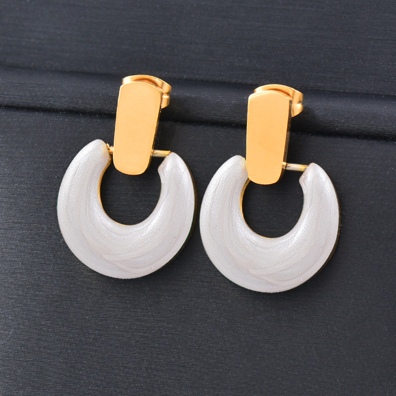 Fashion Geometric Titanium Steel Plating Drop Earrings 1 Pair