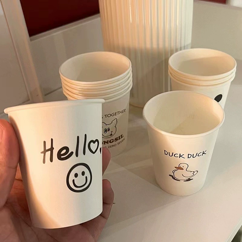 INS Style Милая Одноразовая чашка в клетку со смайликом Бытовая чашка для воды Утолщенный бумажный стаканчик Кофейная чашка Коммерческое гостеприимство