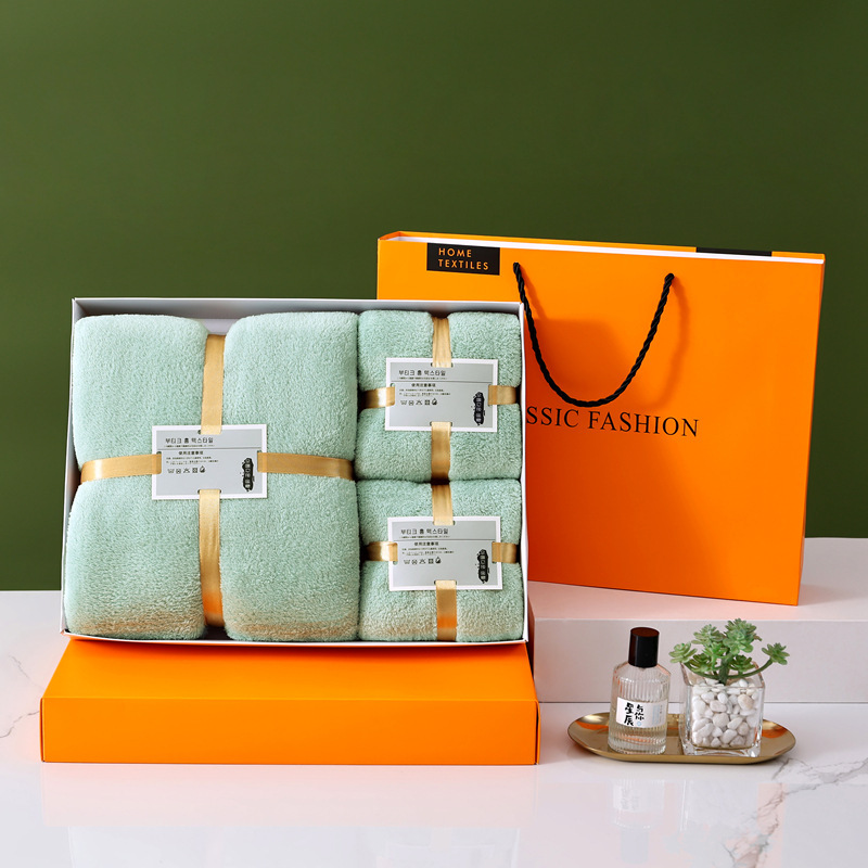 Coral Velvet Towel and Bath Towel Three-Piece Gift Box Set, Business Gift Towel Set, Custom Logo Gift Box Towel Set Coral Velvet Towel and Bath Towel Three-Piece Gift Box Set, Business Gift Towel Set, Custom Logo Gift Box Towel Set