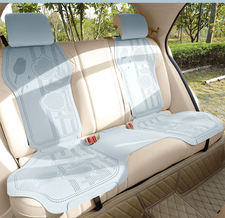 26 New Tulip Car Seat Cushions, Ice Silk, Cute and Comfortable, Suitable for All Seasons, Cartoon Design, Breathable, with Faux Fur Cover