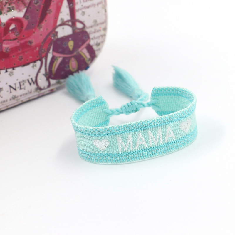 Mother'S Day Festival Cross, Letter, Heart Shape Pattern Mama Cross Letter Heart Shape Polyester Mother's Day Women's Bracelets