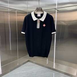 C a新款提花翻领休闲短袖Polo衫男士冰丝透气撞色商务casa