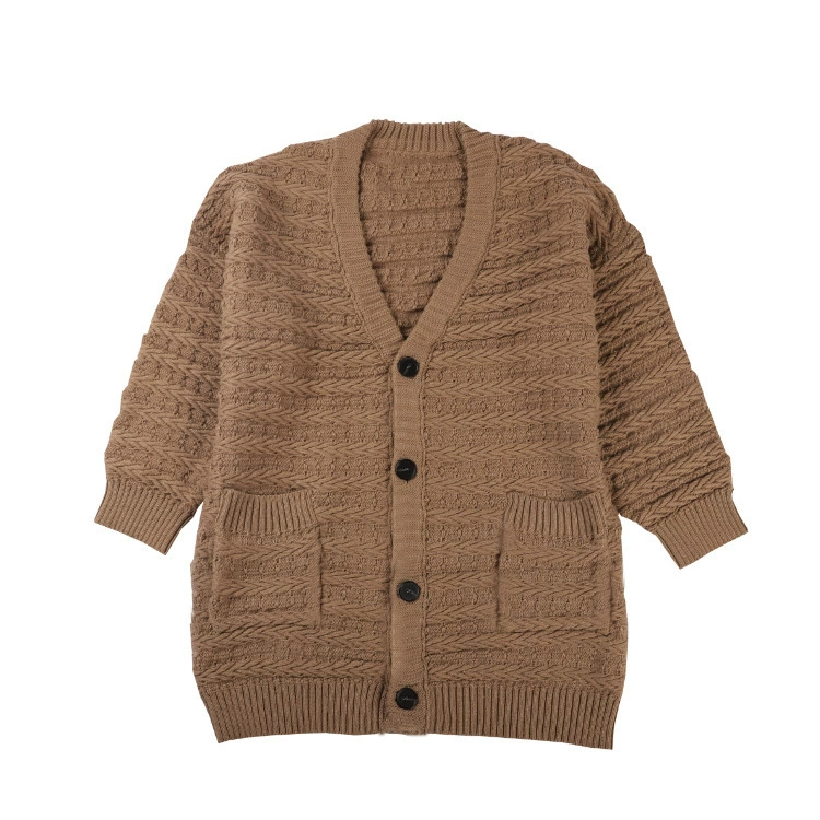 Демисезонный длинный Woolen кардиган, куртка, до середины икры, свободного кроя
