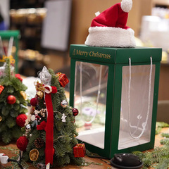 クリスマス手提げ袋箱緑空箱平安夜クリスマスツリー包装ギフトボックス花屋花包装箱