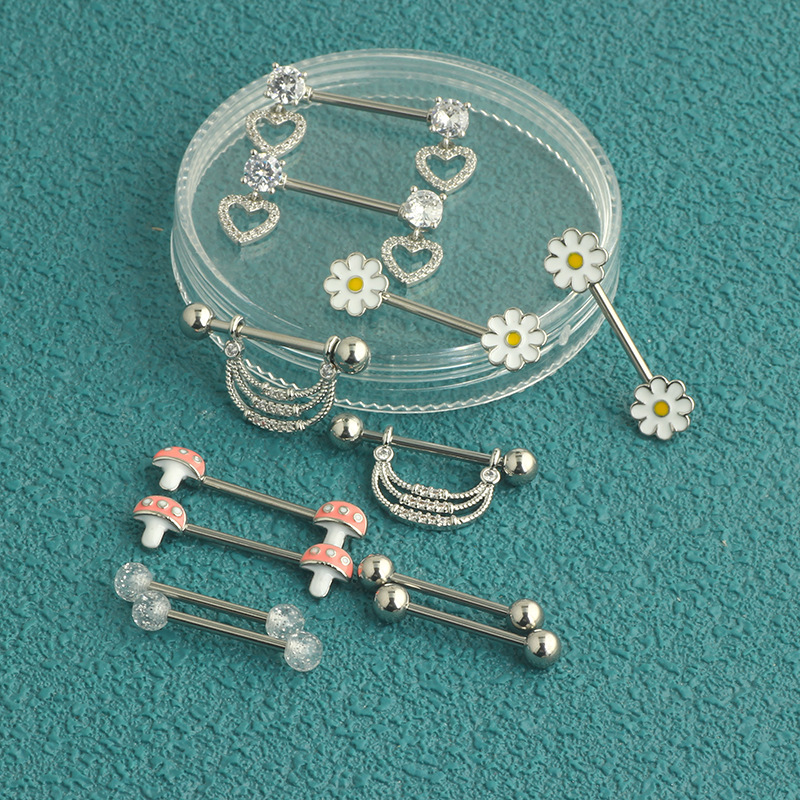 Nipple Rings & Studs Piercing Type 1 Set Nipple Rings & Studs Simple Style Solid Color 304 Stainless Steel Plating Nipple Rings & Studs
