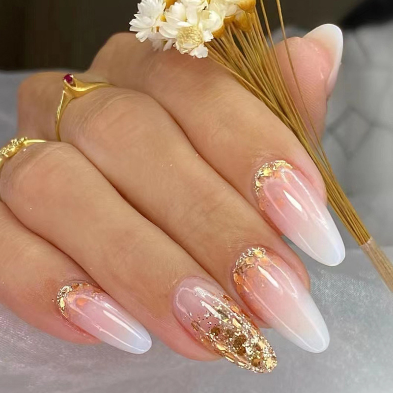 Poudre d'or Flash Explosive d'amande, simplicité et désir pur, port progressif, faux ongles finis de Style Ins_voghion.com