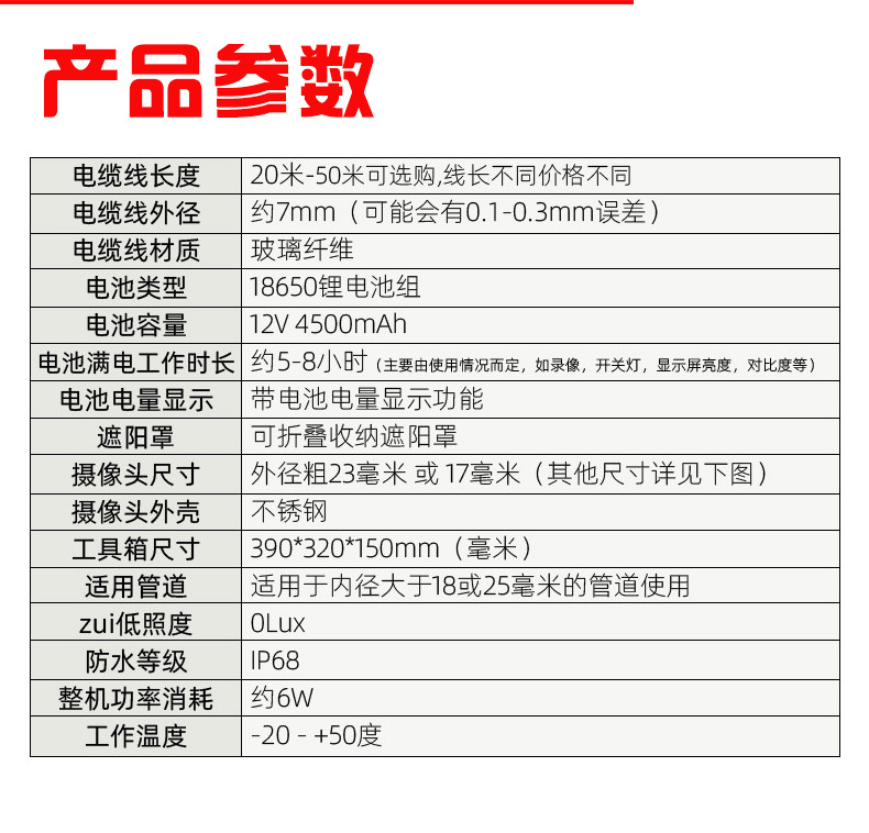 Boru Hattı Endoskopu Endüstriyel Kanalizasyon Kamerası HD Boru Hattı Kamera Dedektörü 7 inç/9 inç Ekran