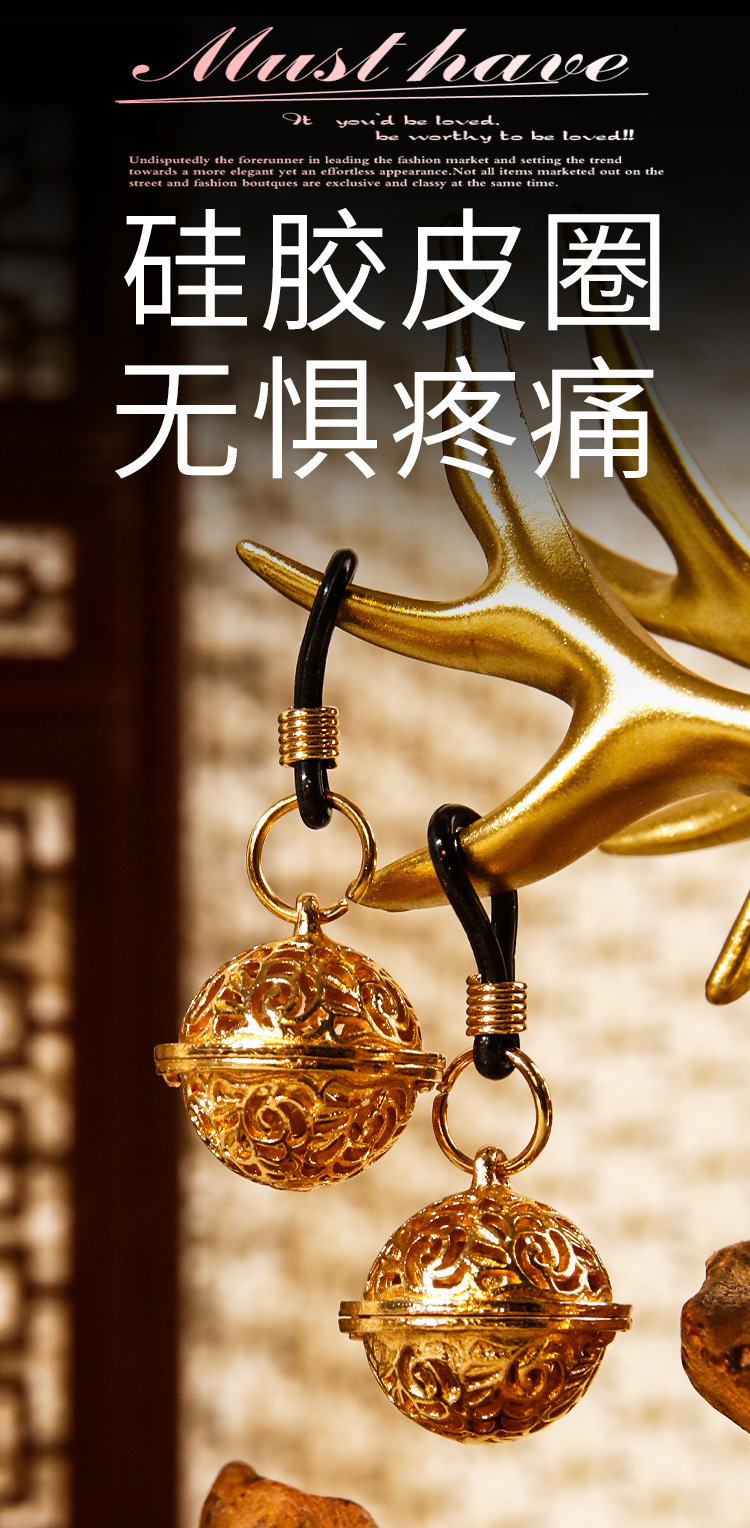 Gold Bell Nipple Clamps with Silicone Tips for Adult Sensory Play — detail image 18