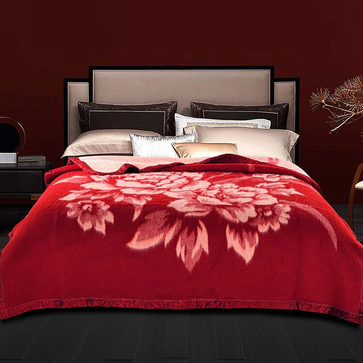 Phoenix high-end imported wedding wedding wedding blanket old-fashioned thick blanket winter wool blanket 100 pure wool