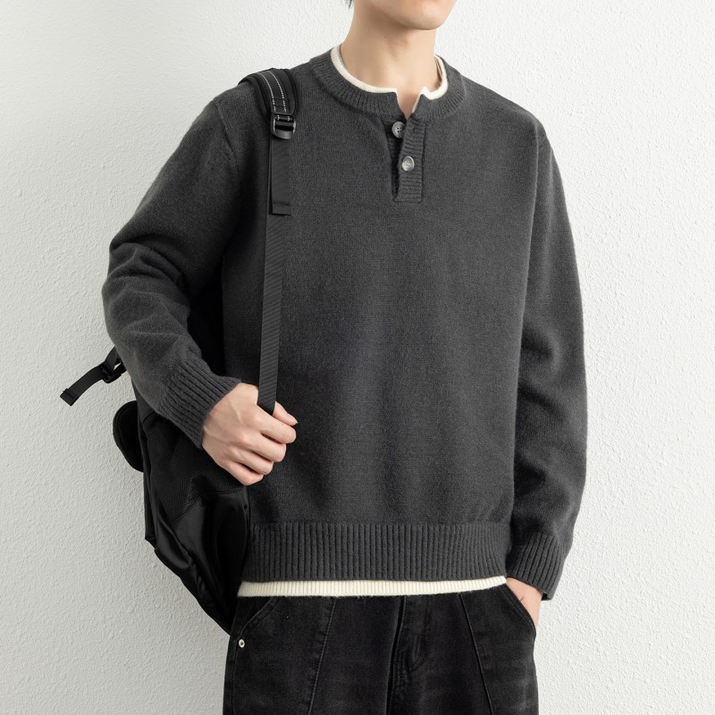 2026年秋季圆领长袖宽松型青少年腈纶针织衫透气罗纹底摆运动风格，男装针织衫/毛衣，星座614