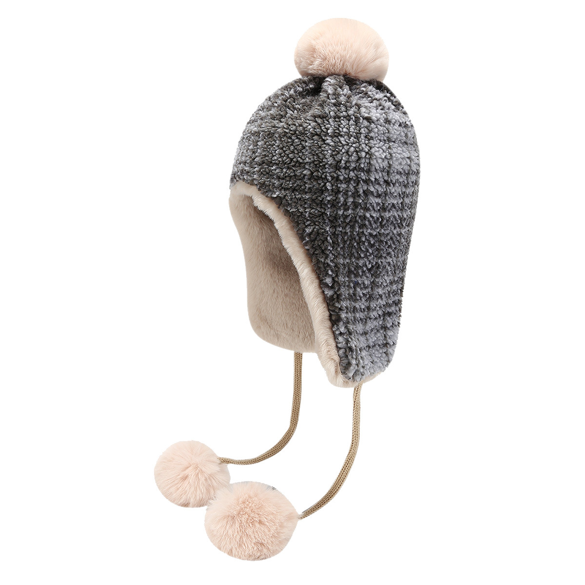 Gorros de protección para los oídos retro americano de tres bolas para mujer, sombreros de esquí engrosados a prueba de frío en otoño e invierno más gorro Lei Feng de terciopelo agradable para la piel
