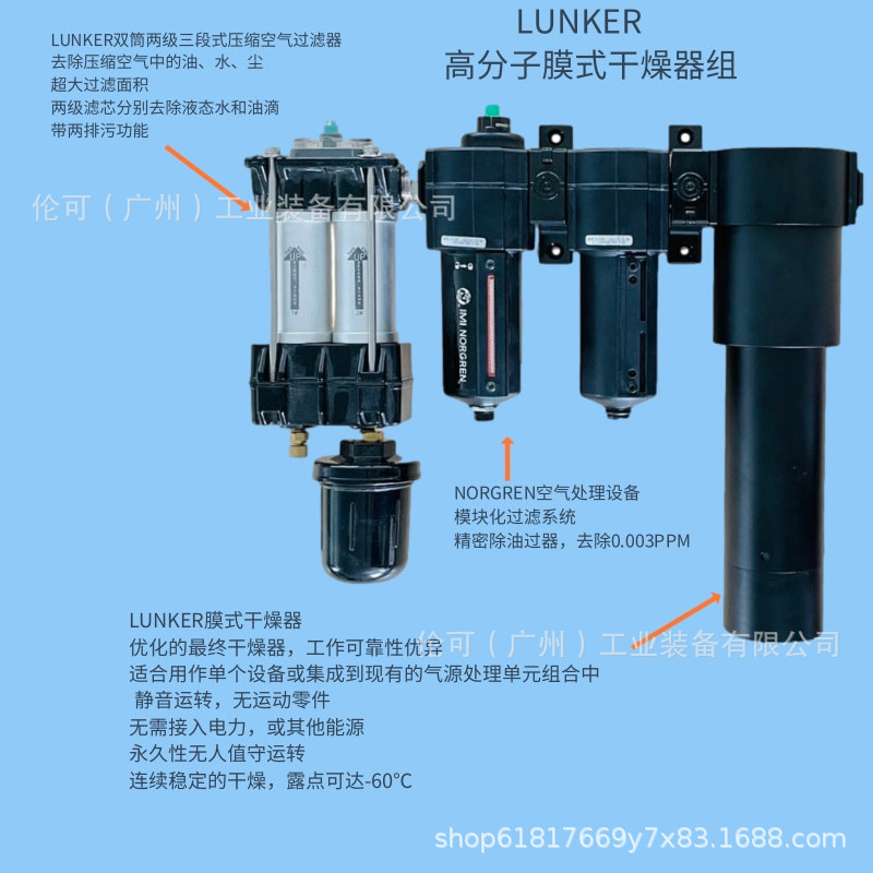 压缩空气膜式干燥器美国高分子亲水渗透膜膜干燥国产组合LUNKER