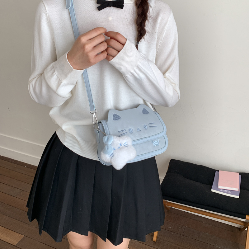 Coreano lindo gato de dibujos animados bolso de mano mujer 2026 nuevo nicho estilo universitario lindo bolso de hombro pequeño image 4