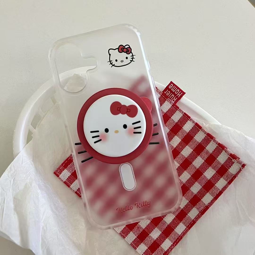 Chica ins emoji kt rojo esmerilado para iphone15 soporte magnético 16ProMax Apple 14/13 nuevo