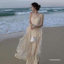 2023新款网红雪纺夏季连衣裙女海边度假裙超仙吊带巴厘岛沙滩长裙