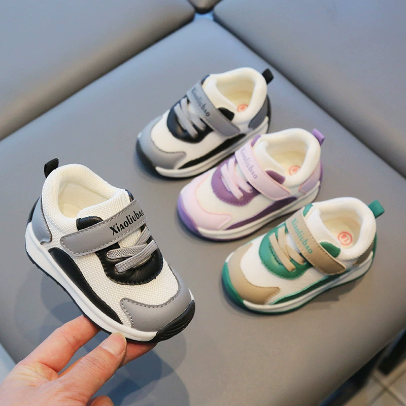 Xiaoxiao От 1 до 3 лет весенне-осенние детские туфли с мягкой подошвой для мальчиков и девочек, аргановая обувь, дышащие кроссовки с двойной сеткой
