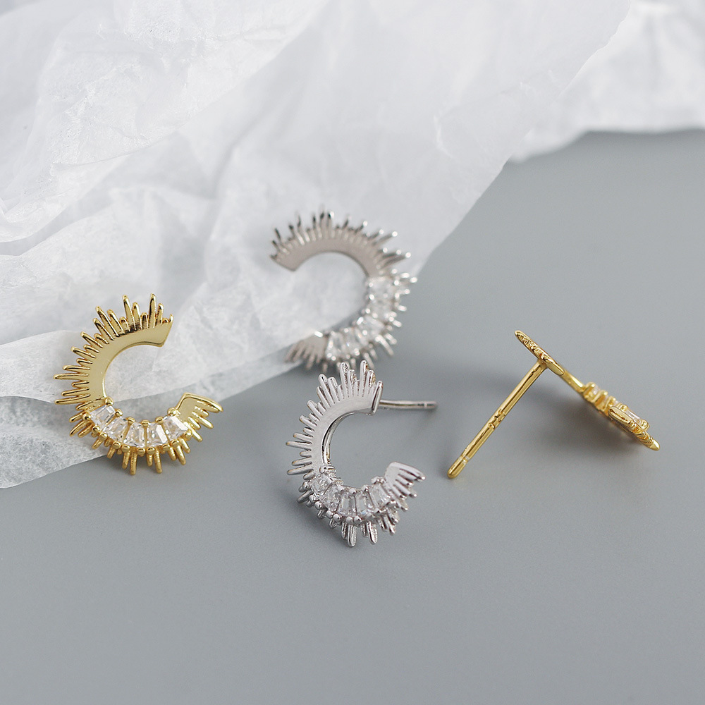 Fashion Geometric Sterling Silver Zircon Ear Studs 1 Pair