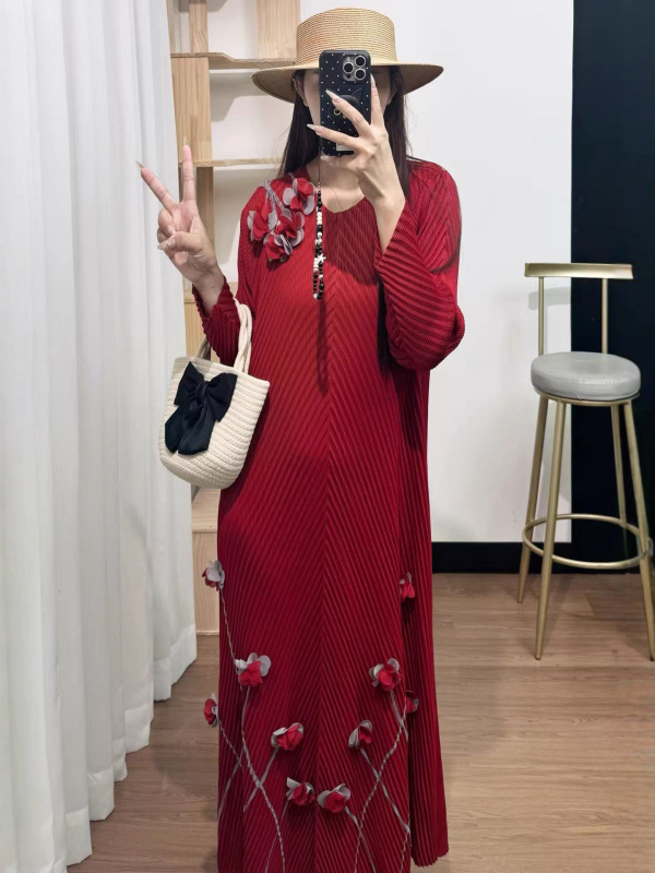 优雅气质Miyake连衣裙休闲穿搭大弹力的褶皱连衣裙现货批发|undefined