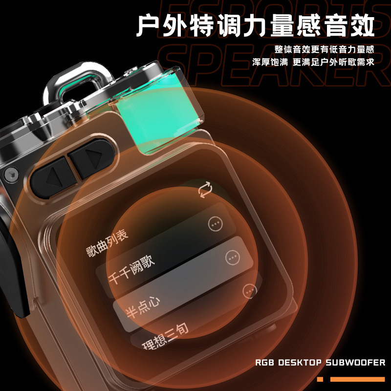 Nuevos productos transfronterizos K15 pantalla táctil cool mecha viento pantalla LED portátil compacta tarjeta TF metal RGB luz sonido