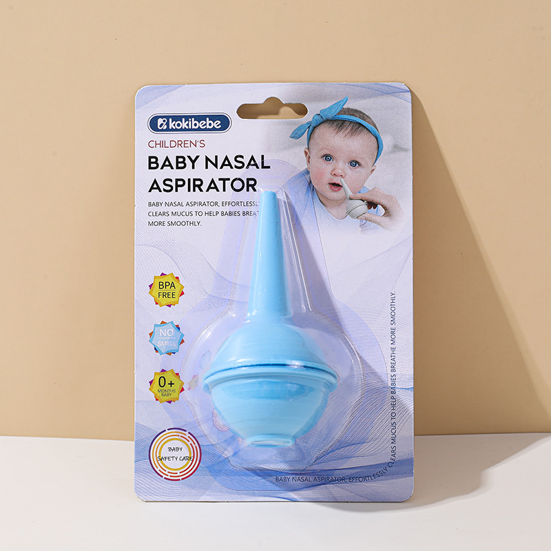 Embalaje en inglés Bola de succión nasal TPE Bebé Limpiador nasal de presión manual Recién nacido Bola de succión nasal fría al por mayor