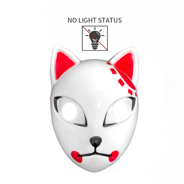 Led luminoso fantasma extinguir la hoja máscara luminosa anime cos props cara de gato zorro Halloween máscara de luz fría flash