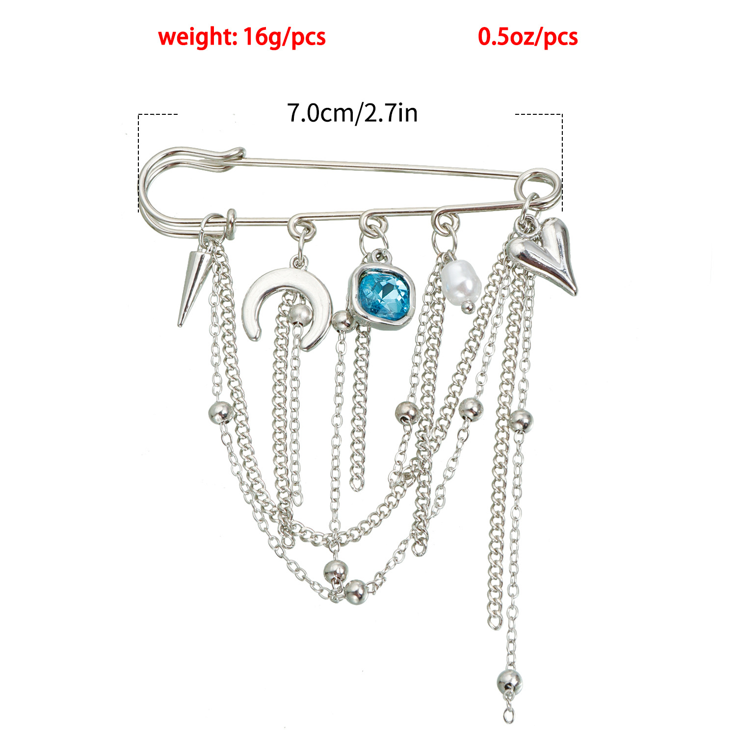 Herz Und Mond Brosche Mit Quasten Für Damen Modeschmuck_voghion.com