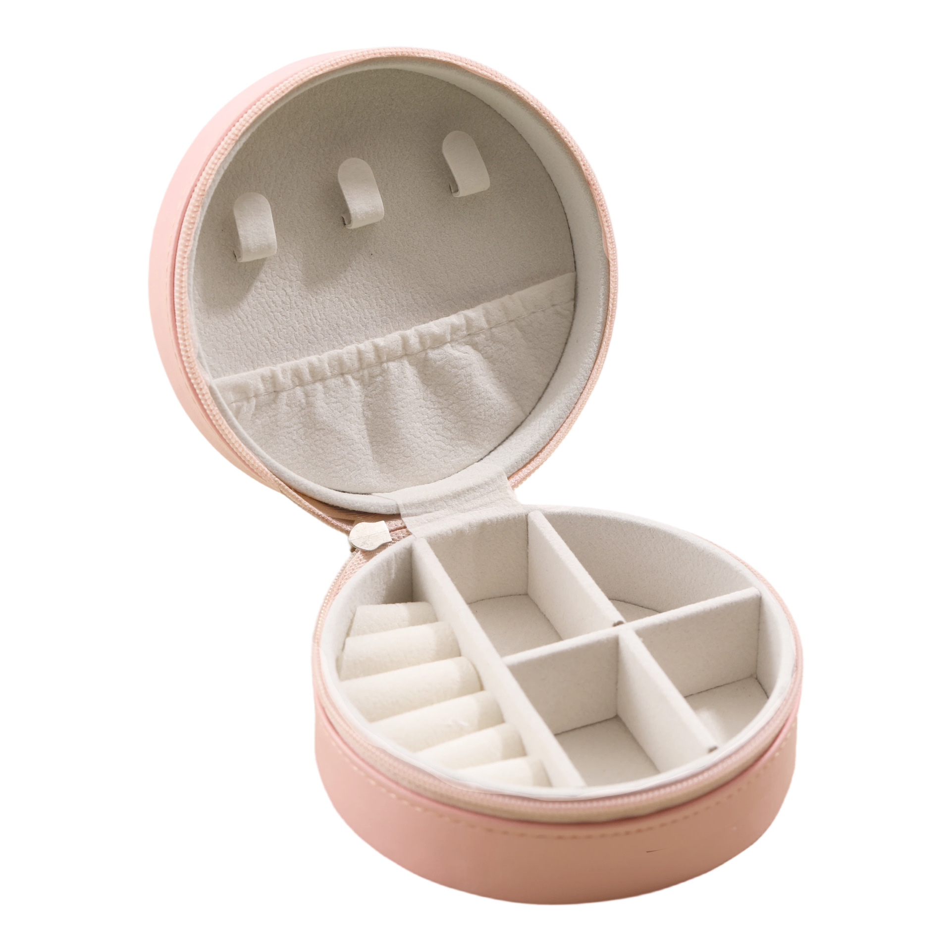 Runde tragbare Schmuckschatulle PU Schmuck-Aufbewahrungsbox Schmuck-Ohrringe-Ring-Organizer grenzüberschreitender Bestseller für den Außenhandel