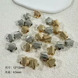 Plastic CCB five-pointed star flower small flower beads geometric perforated cross-border DIY handmade jewelry bracelet necklace