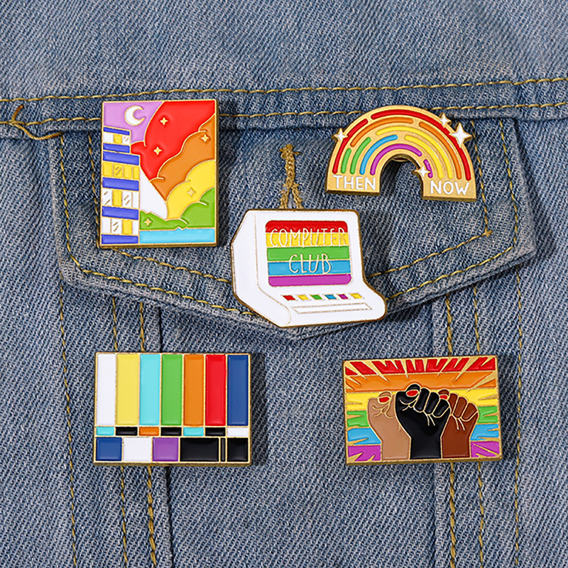 Mode Regenbogen Legierung Überzug Unisex Broschen display picture 1