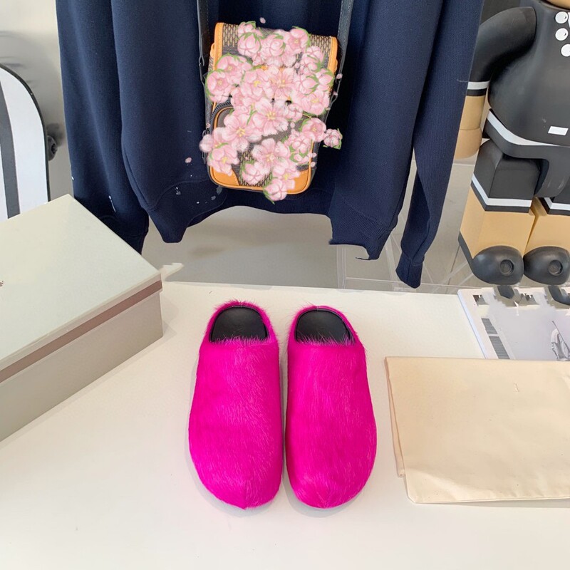 High Edition 2022 New Candy Color Internet Celebrity Same Style Fashionable Baotou Mao Mao Slippers Women's Flat Casual Horse Hair Half Slippers High Edition 2022 New Candy Color Internet Celebrity Same Style Fashionable Baotou Mao Mao Slippers Women's Flat Casual Horse Hair Half Slippers