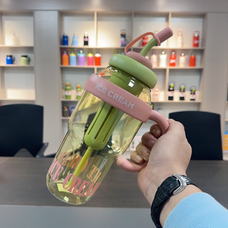 Plastic Water Bottle With Straw Cartoon Cup Drinking Cup Portable Water Bottle 1 - Picture 6 of 9