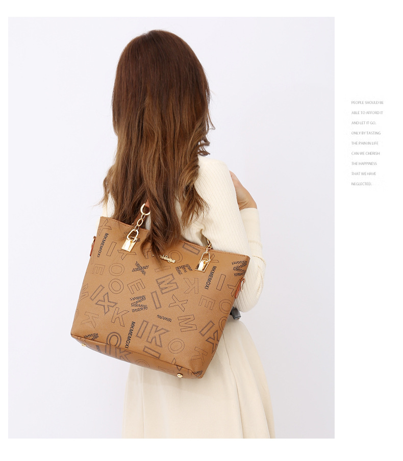 Cross-border foreign trade large-capacity new European and American retro mother-and-child bag multi-piece set women's bag, single-shoulder crossbody handbag Item Picture