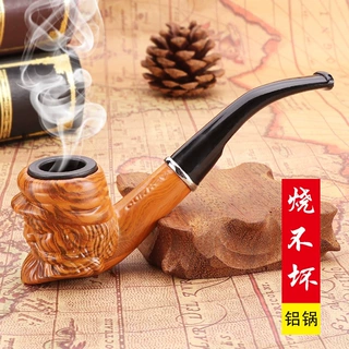 复古人像烟斗耐高温铝锅设计树脂弯柄过滤烟斗跨境热销烟具批发