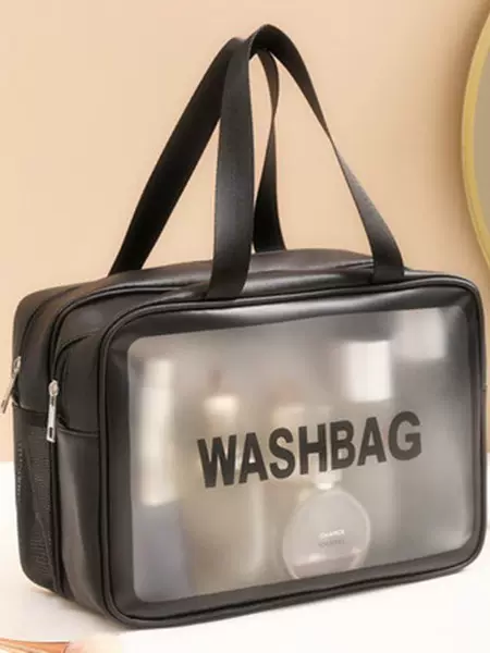 Ins Double Layer Dry and Wet Separate Toiletry Bag Portable PVC Dry and Wet Separate Swimming Bag Frosted Portable Double Layer Makeup