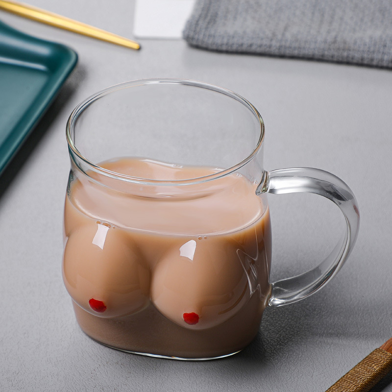 Leche té vidrio pareja taza de café taza de Cake taza de bebida con tapa y paja taza de beber