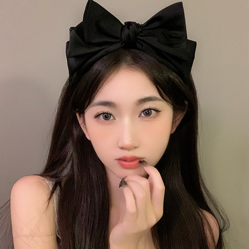  spring style black oversized bow headband for women with high skull and face, small internet celebrity headband, headband and hairpin wholesale