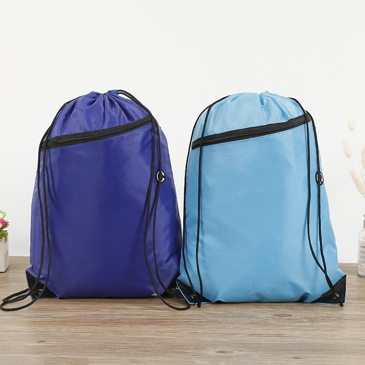 wholesale Polyester fiber zipper Bundle pocket Shoulders Drawstring Beam port knapsack Polyester fiber zipper Beam port Storage bag