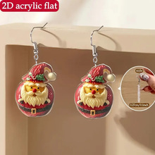 跨境新款欧美圣诞老人耳环亚克力创意设计感平安夜可爱苹果耳饰