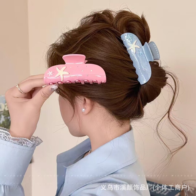 新しいヘアピンヘアグリップカラフルなヒトデ気質グリップクリップシンプルでハイエンドの多用途サメクリップテクスチャポニーテール新しいスタイル|undefined